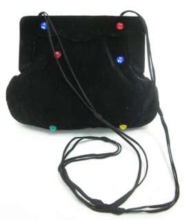   fendi vintage black velour jeweled shoulder handbag this handbag is