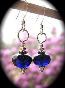買 Olde Castle Arts ~ Simple Cobalt Blue Glass Saucer Earrings  