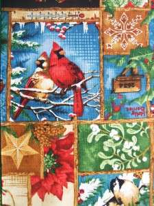 Wilmington Christmas Cardinal Chickadee Block Fabric Yd  