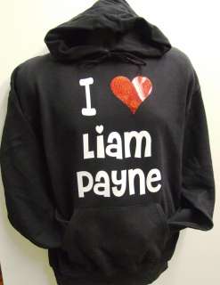 LAIM PAYNE BLACK HOODIE RED HEART ONE DIRECTION 5 15  