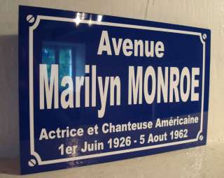   PLAQUE de Rue Marilyn Monroe