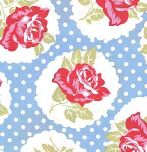 FQ   DELILAH   BLUE   ROSES FLORAL CHIC & SHABBY FABRIC  