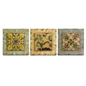IMAX Vintage Feel Set Of Three Wall Tiles With Complimentary Designs 
