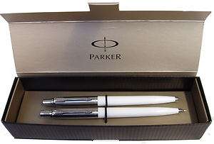 Parker Jotter White Ball Pen & 0.5mm Pencil Set in PARKER PRESENTATION 