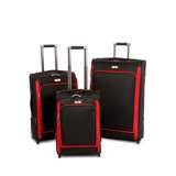 Swiss Legend 3 Piece Expandable Wheeled Luggage Set   Black/Red