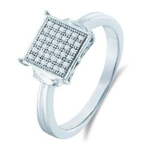  Size 4   .925 Sterling Silver Plated in White Gold Rhodium Diamond 