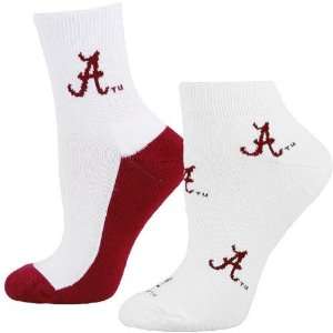  Alabama Crimson Tide Ladies White Crimson Two Pack Socks 