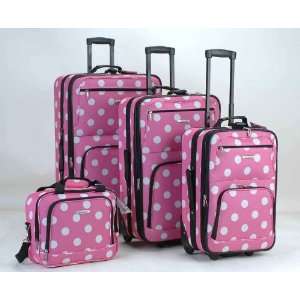   Pc Rockland Pink Polka Dot Luggage Set By Fox Luggage