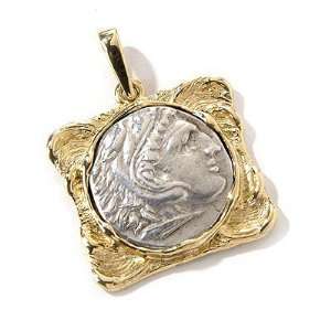    14K Alexander the Great Silver Drachm Coin Square Pendant Jewelry