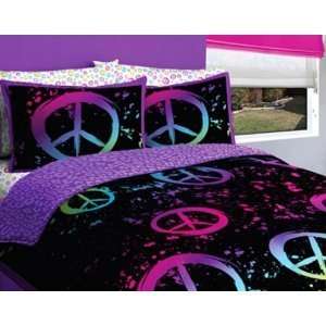  9pc Girl Black Pink Green Purple Peace Sign Queen 