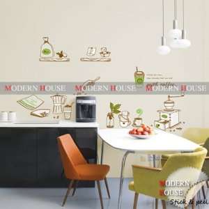 Modern House Coffee Time in the Kitchen removable Vinyl Mural Art Wall 