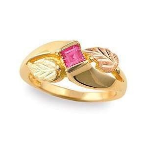   Hills Gold Square cut Ruby (July Birthstone) Womens Ring Jewelry