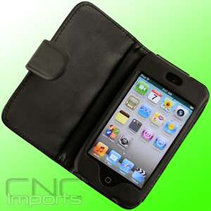   LEATHER FOLDING CASE FOR APPLE IPOD TOUCH iTouch 4G 4th Gen Black