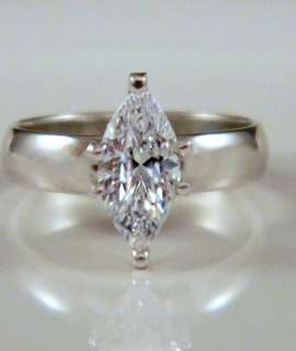   MARQUISE CUT WIDE BAND SOLITAIRE ENGAGEMENT RING SOLID 14K GOLD  