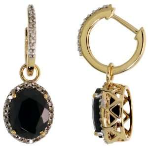 14k Gold Oval shaped Diamond Dangle Earrings, w/ 0.25 Carat Brilliant 