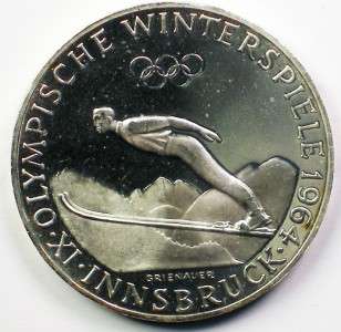 1964 Austrian 50 Schilling Silver Olympic Coin  