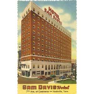 1940s Vintage Postcard Sam Davis Hotel (7th Avenue at Commerce 