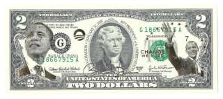 President Obama 2 Dollar Bill 01/20/2009 44th Auto Mint  