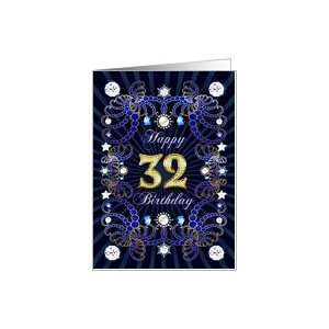  32nd Birthday card, Diamonds and Jewels effect Card Toys 