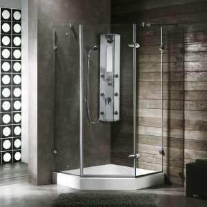  42 x 42 Frameless Neo Angle 3/8 Frosted/Chrome Shower 