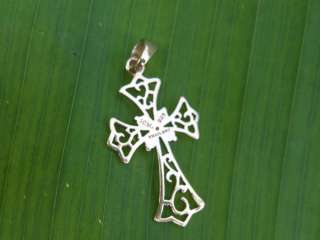 925 Sterling Silver Gold Over Silver Religious Cross Pendant Vintage 