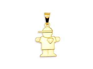    New 14k Bonded Yellow Gold Boy Heart Charm Pendant