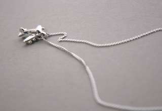 AIRPLANE   925 sterling silver with 14k white gold vermeil chain 