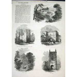  Alnwick Castle HotspurS Gate Church Tower Print 1875 