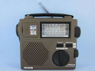 TECSUN GREEN 88 FM/AM/SW Hand Crank Rechargeable Radio  