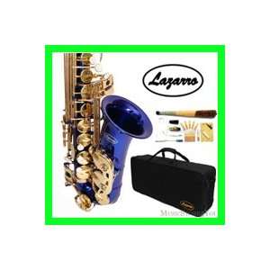 NEW Band Blue/Gold Alto Saxophone/Sax Lazarro+11 Reeds,Case and Extras 