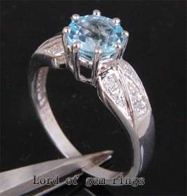 62ct Natural Aquamarine & Diamond 14K White Gold Engagement/Promise 