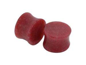    Pair of Red Jade Double Flared Stone Plugs 14mm 9/16