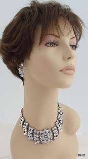 seductive clear aurora borealis crystal necklace earrings set made 