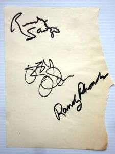 RANDY RHOADS Autograph  w. OZZY OSBOURNE & RUDY SARZO  