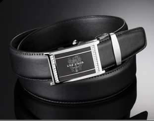 Mens Black Leather Belts with Auto Lock Buckle/ 43 in  