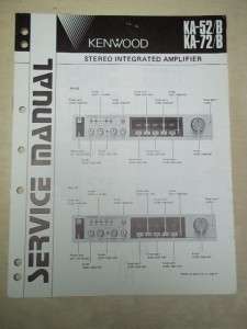   Kenwood Service Manual~KA 52/52B/72/72B Integrated Amplifier~Original