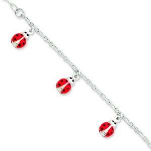  Sterling Silver Enameled Baby Charm Bracelet Jewelry