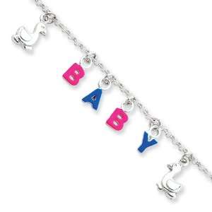    Sterling Silver Adjustable Enameled Baby Charm Bracelet: Jewelry