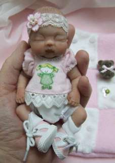 OOAK Sculpted Sleeping Baby Girl Polymer Clay Art Doll Poseable  