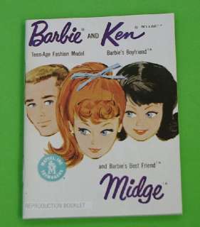 BARBIE, KEN, MIDGE White FASHIONS BOOKLET VINTAGE Repro  