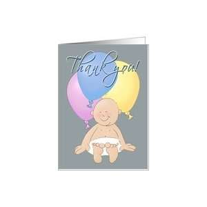  Baby shower present Thank You Baby with balloons Card 
