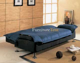   /Sofa Bed in Blue and Black Two Tone Fabric with Plush Seat  