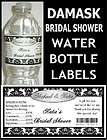 30 black damask bridal shower water bottle labels waterproof ink