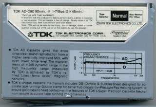 Vintage TDK Cassette Blank Tape AD C90 Dynamic 1979  
