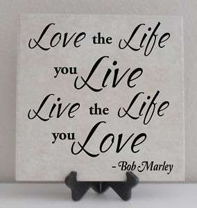 Bob Marley Vinyl Lettering Tile Quote Decal Love Life  