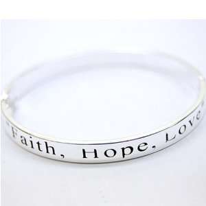  Faith, Hope & Love Silver Bangle Bracelet Arts, Crafts & Sewing