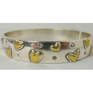    Brighton Gold Heart & Crystal Bangle Bracelet 