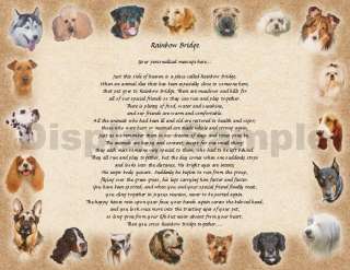 Personalized Dog Memorial Rainbow Bridge Poem Loss Of Pet Animal 
