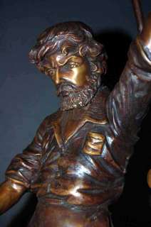 The Blacksmith Bronze Statue Marble Base Signed Art  