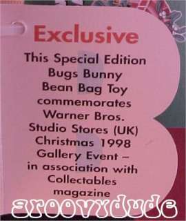 Warner Brothers Bugs Bunny Snowman ~ ENGLAND Bean Bag  